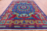 Blue Peacock William Morris Hand Knotted Wool Rug - 9' 2" X 12' 4" - Golden Nile