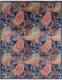 Blue William Morris Hand Knotted Wool Rug - 9' 1" X 11' 7" - Golden Nile