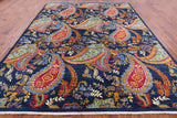Blue William Morris Hand Knotted Wool Rug - 9' 1" X 11' 7" - Golden Nile