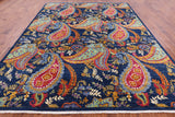 Blue William Morris Hand Knotted Wool Rug - 9' 1" X 11' 7" - Golden Nile