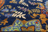 Blue William Morris Hand Knotted Wool Rug - 9' 1" X 11' 7" - Golden Nile