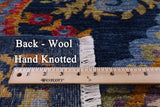 Blue William Morris Hand Knotted Wool Rug - 9' 1" X 11' 7" - Golden Nile