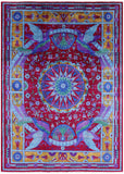 Red Peacock William Morris Hand Knotted Wool Rug - 9' 0" X 12' 10" - Golden Nile