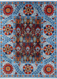 Blue William Morris Hand Knotted Wool Area Rug - 9' 0" X 11' 11" - Golden Nile