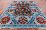 Blue William Morris Hand Knotted Wool Area Rug - 9' 0" X 11' 11" - Golden Nile