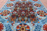 Blue William Morris Hand Knotted Wool Area Rug - 9' 0" X 11' 11" - Golden Nile