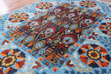 Blue William Morris Hand Knotted Wool Area Rug - 9' 0" X 11' 11" - Golden Nile