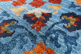 Blue William Morris Hand Knotted Wool Area Rug - 9' 0" X 11' 11" - Golden Nile