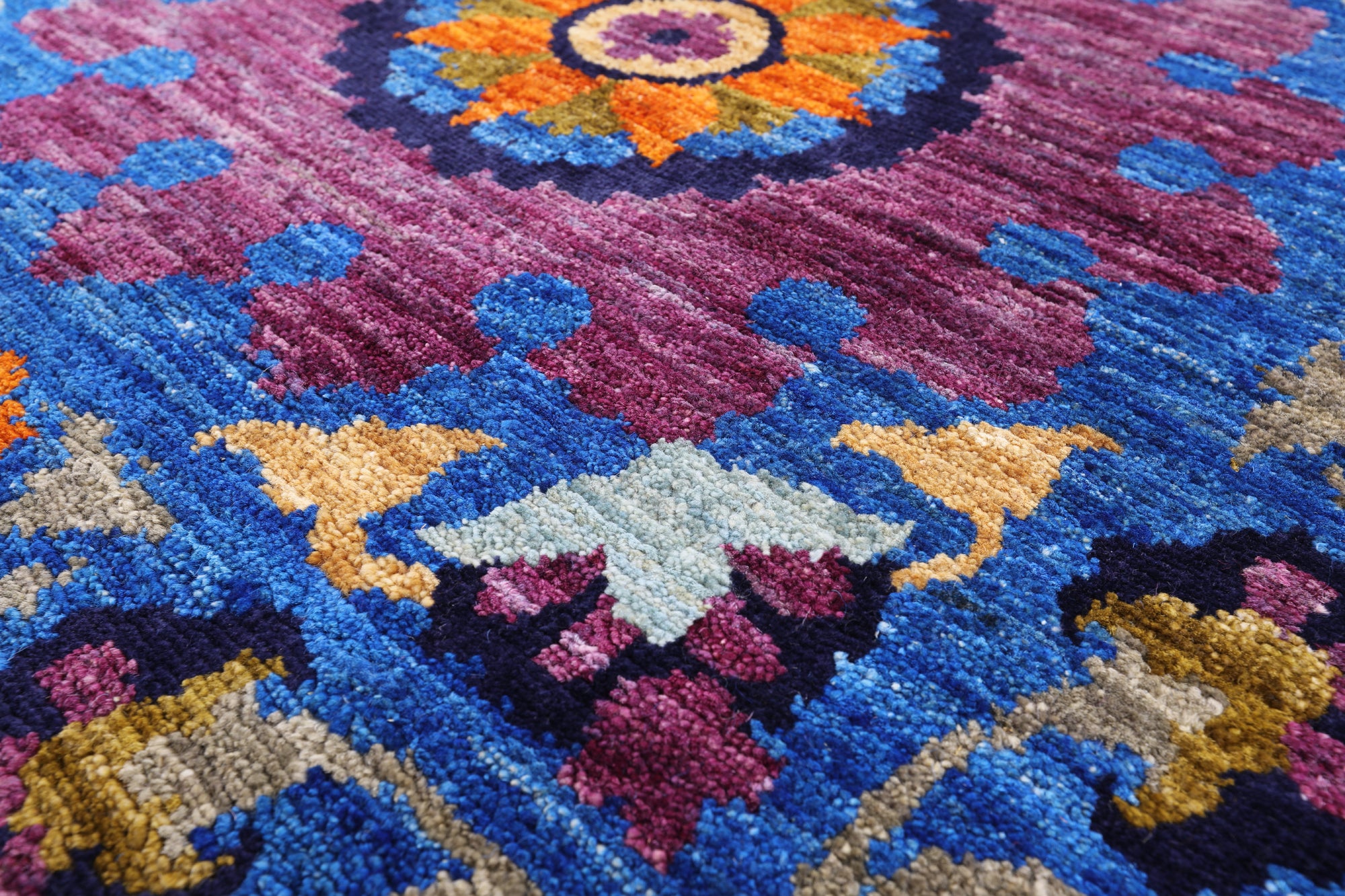 Blue William Morris Hand Knotted Wool Area Rug - 8' 11" X 11' 10" - Golden Nile