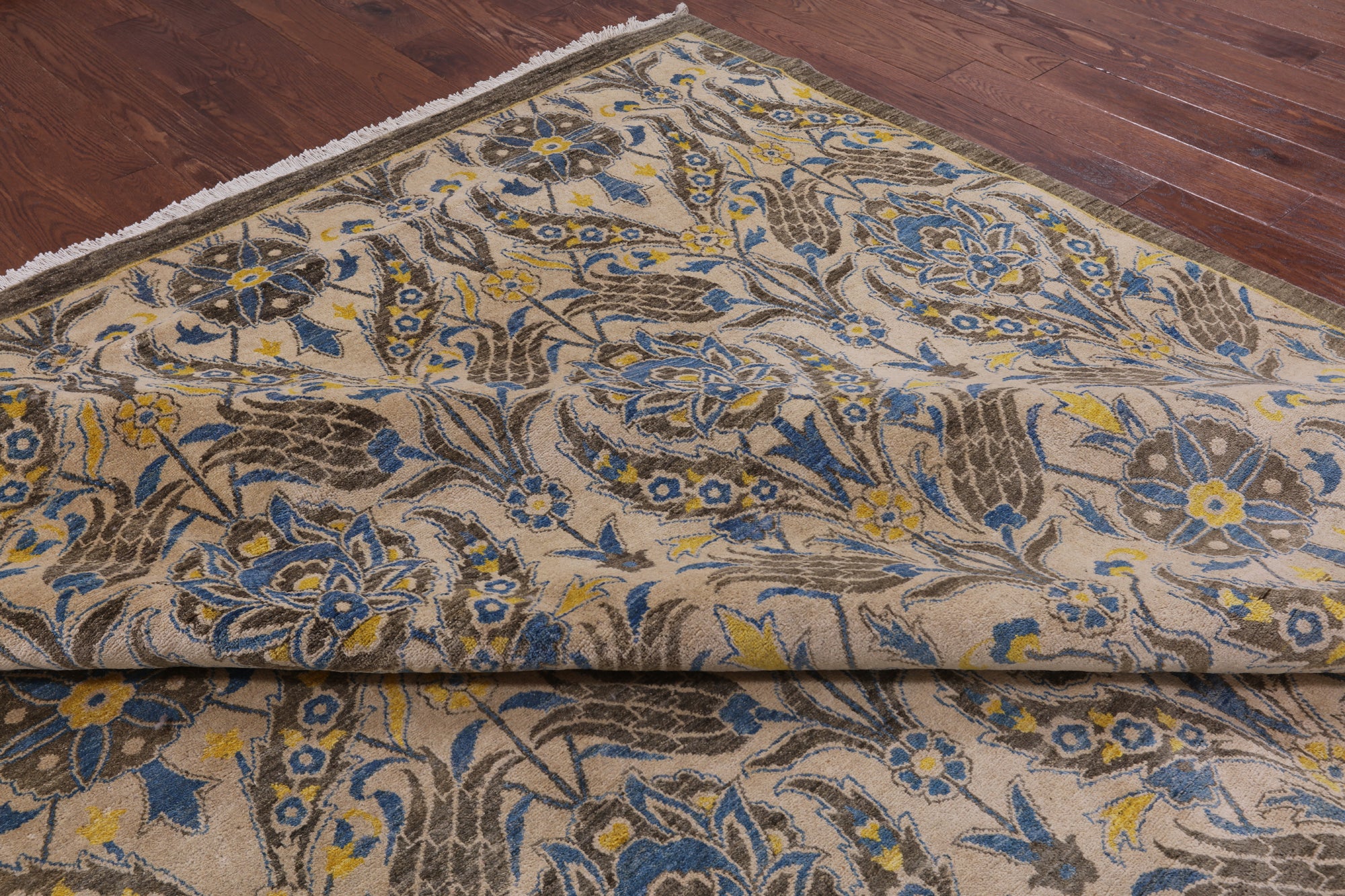 William Morris Hand Knotted Wool Area Rug - 9' 2" X 16' 0" - Golden Nile