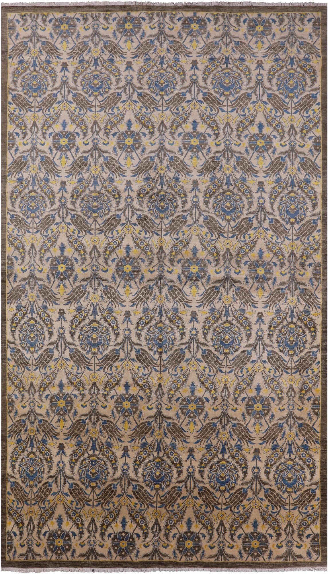 William Morris Hand Knotted Wool Area Rug - 9' 2" X 16' 0" - Golden Nile