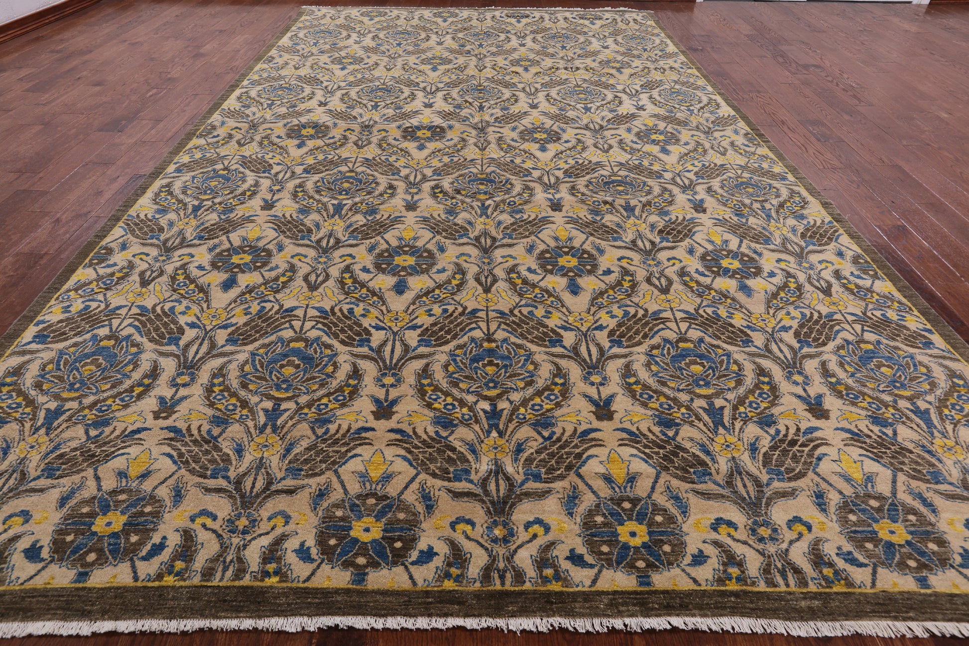 William Morris Hand Knotted Wool Area Rug - 9' 2" X 16' 0" - Golden Nile
