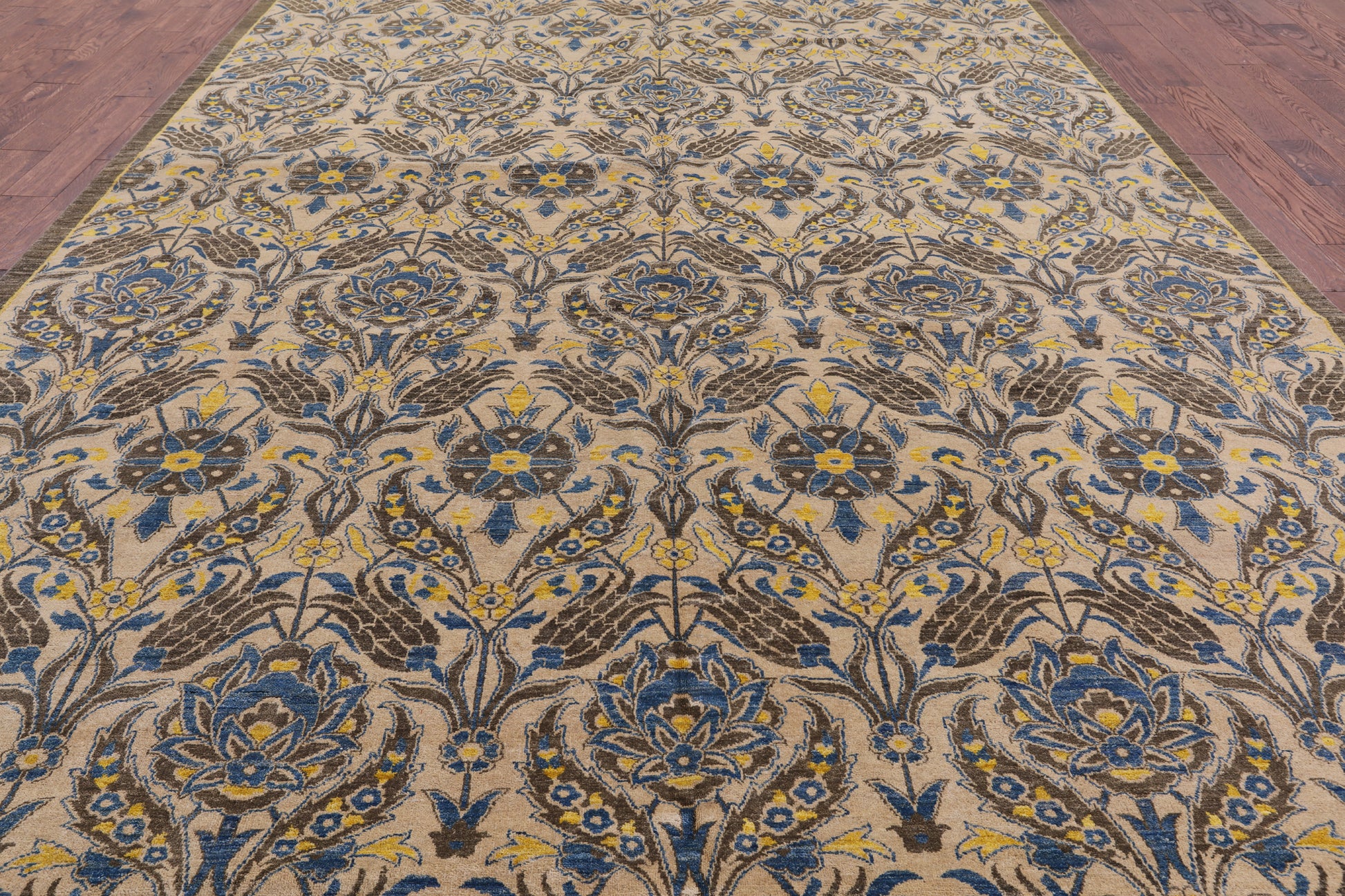 William Morris Hand Knotted Wool Area Rug - 9' 2" X 16' 0" - Golden Nile
