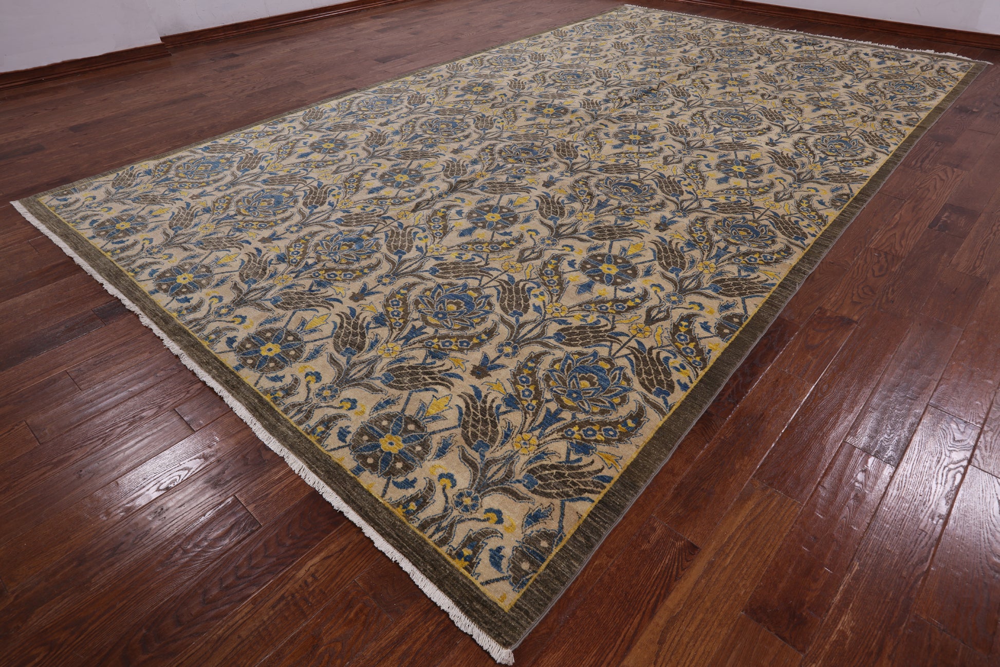 William Morris Hand Knotted Wool Area Rug - 9' 2" X 16' 0" - Golden Nile