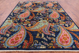 Blue William Morris Handmade Wool Rug - 9' 0" X 11' 3" - Golden Nile