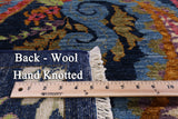 Blue William Morris Handmade Wool Rug - 9' 0" X 11' 3" - Golden Nile