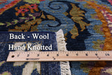 Blue William Morris Handmade Wool Rug - 9' 0" X 11' 3" - Golden Nile