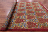 Red William Morris Hand Knotted Wool Rug - 8' 10" X 11' 6" - Golden Nile