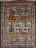 Black William Morris Handmade Wool Area Rug - 9' 2" X 12' 3" - Golden Nile