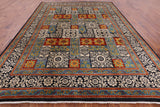 Black William Morris Handmade Wool Area Rug - 9' 2" X 12' 3" - Golden Nile