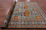 Black William Morris Handmade Wool Area Rug - 9' 2" X 12' 3" - Golden Nile