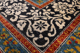 Black William Morris Handmade Wool Area Rug - 9' 2" X 12' 3" - Golden Nile