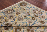 Ivory William Morris Handmade Wool Rug - 9' 1" X 12' 1" - Golden Nile
