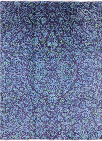 Purple William Morris Hand Knotted Wool Area Rug - 9' 0