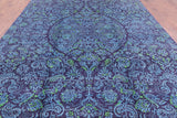 Purple William Morris Hand Knotted Wool Area Rug - 9' 0" X 11' 10" - Golden Nile
