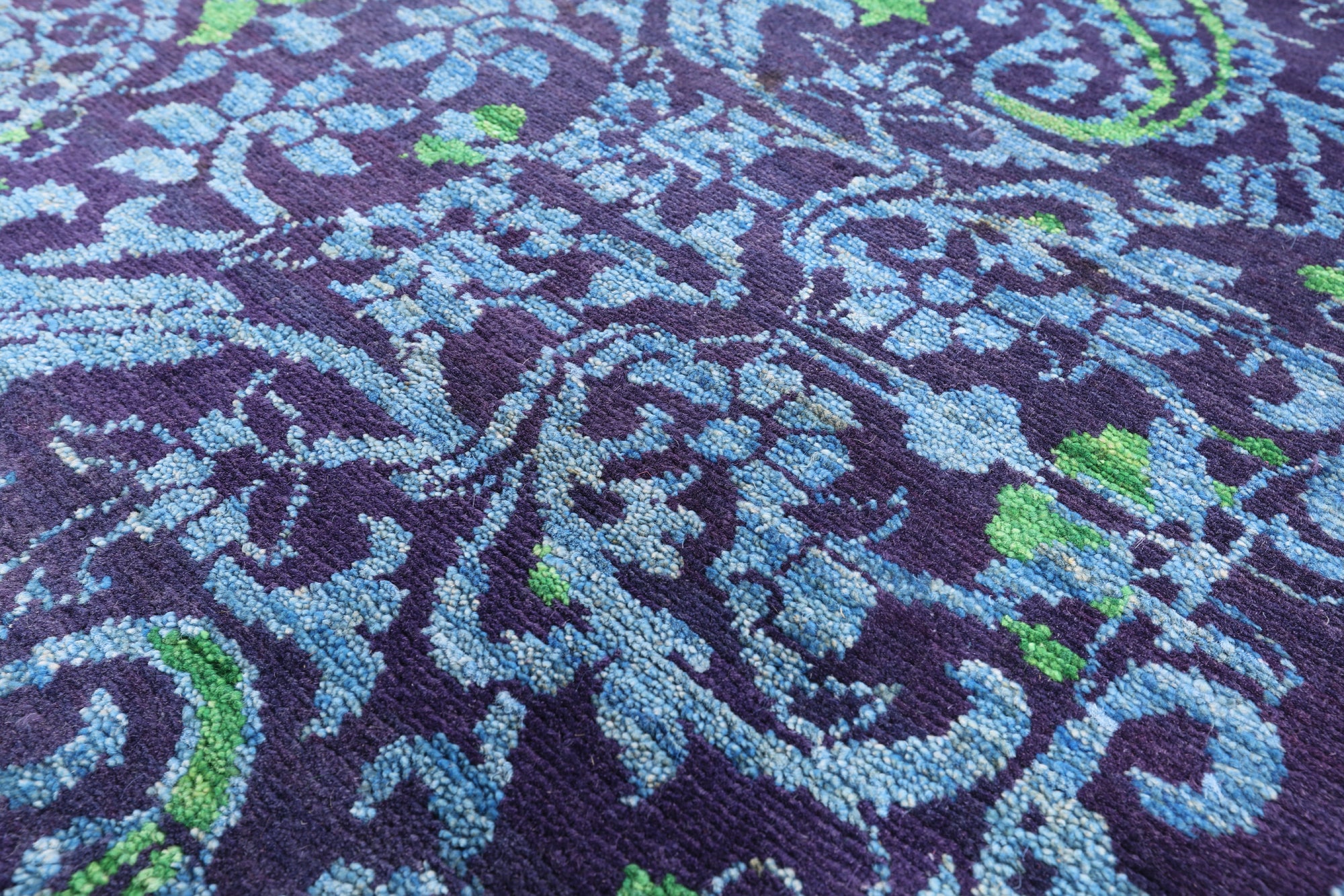 Purple William Morris Hand Knotted Wool Area Rug - 9' 0" X 11' 10" - Golden Nile