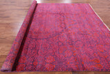 Purple William Morris Hand Knotted Wool Area Rug - 9' 0" X 11' 10" - Golden Nile