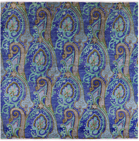 Square William Morris Hand Knotted Wool Rug - 8' 8