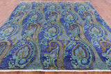 Square William Morris Hand Knotted Wool Rug - 8' 8" X 8' 10" - Golden Nile