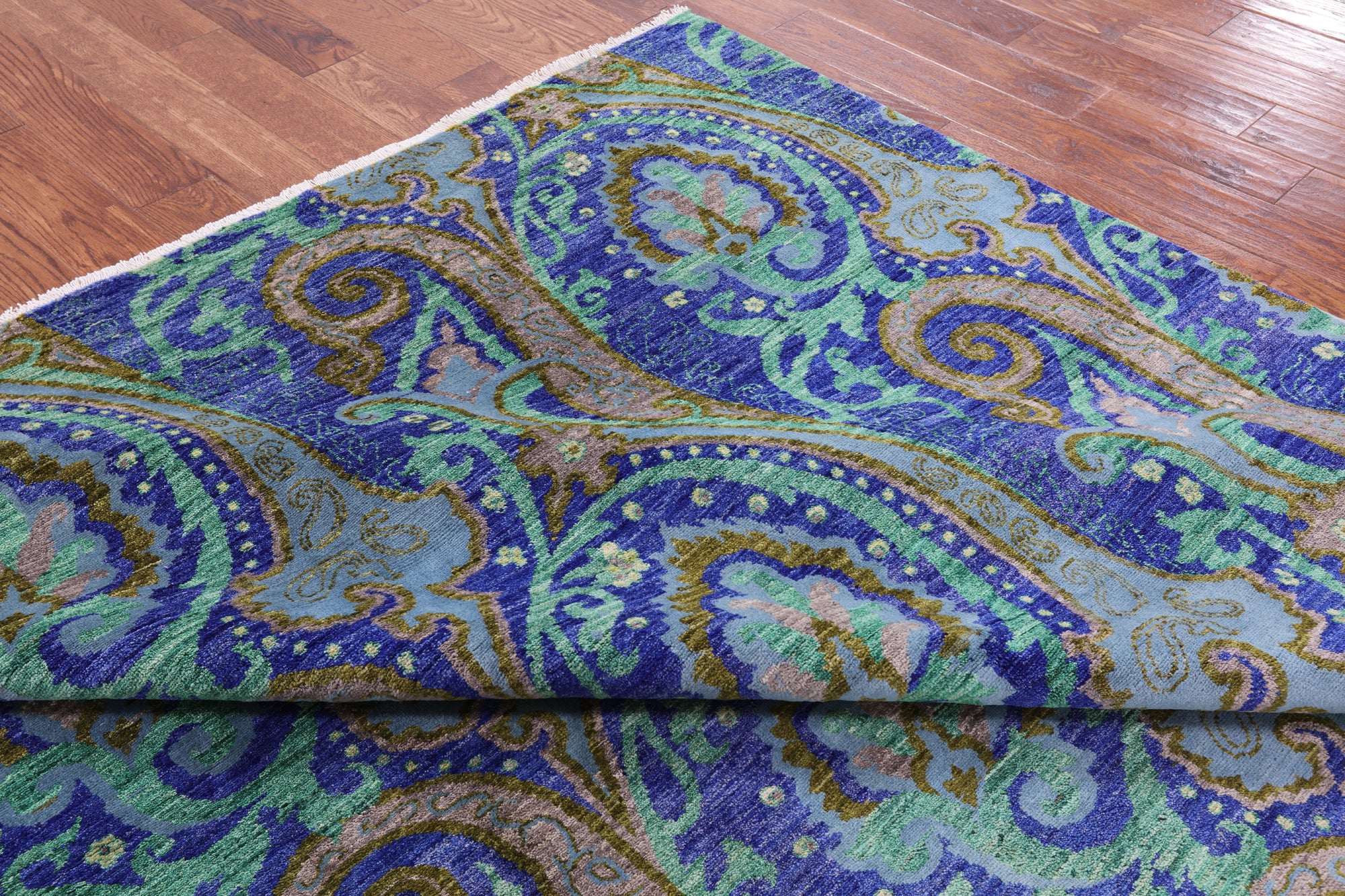 Square William Morris Hand Knotted Wool Rug - 8' 8" X 8' 10" - Golden Nile