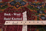 Red William Morris Hand Knotted Wool Rug - 9' 0" X 12' 1" - Golden Nile