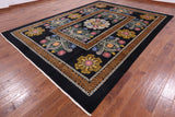Black William Morris Hand-Knotted Wool Rug - 9' 0" X 12' 5" - Golden Nile