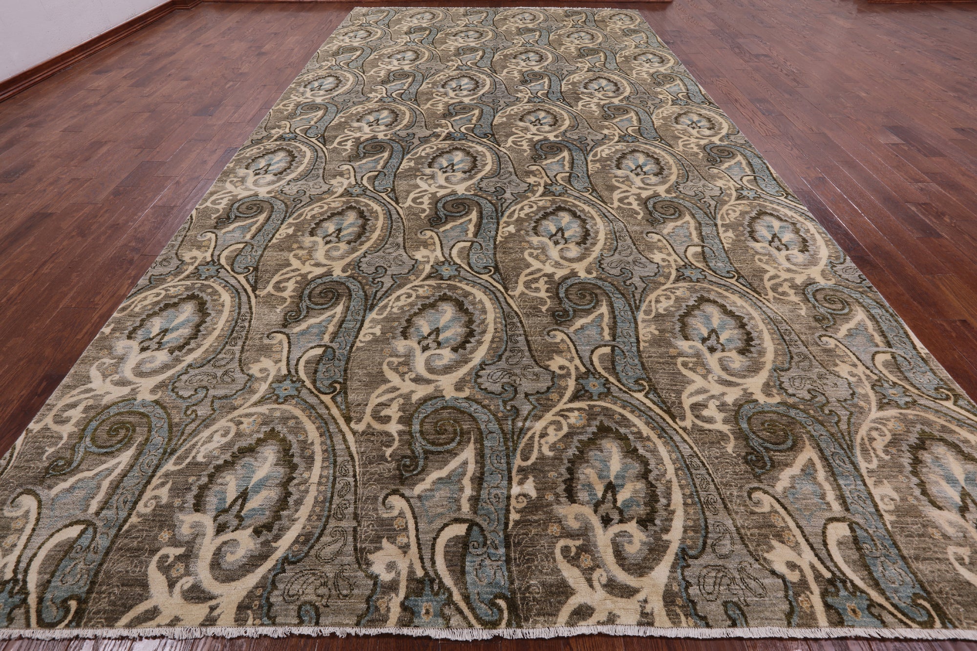 William Morris Handmade Wool Rug - 9' 0" X 18' 1" - Golden Nile