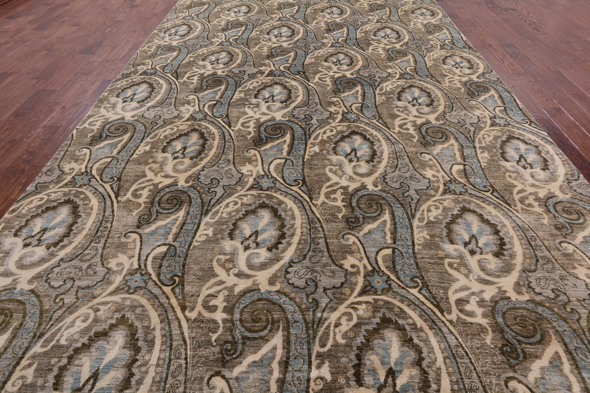 William Morris Handmade Wool Rug - 9' 0" X 18' 1" - Golden Nile