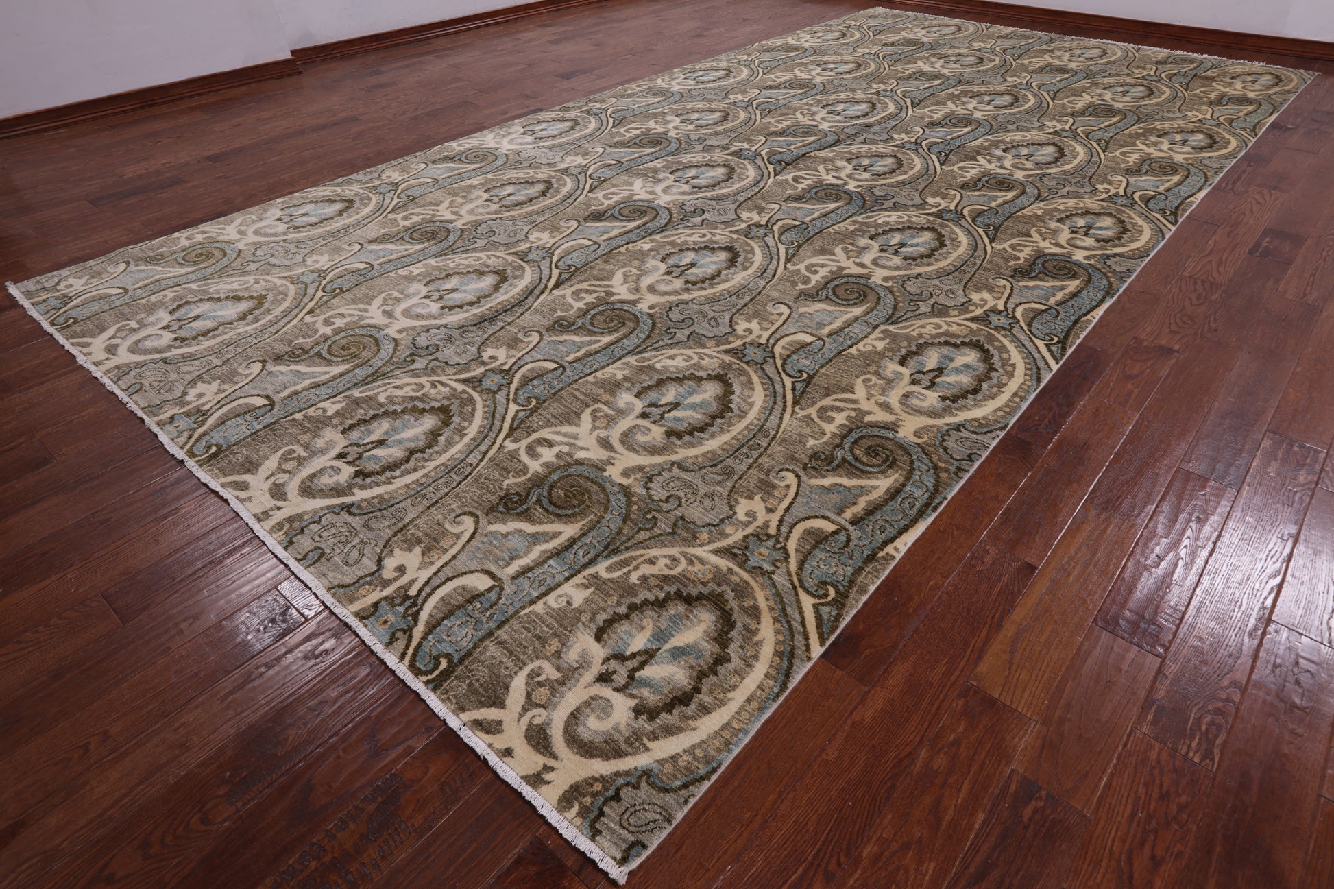 William Morris Handmade Wool Rug - 9' 0" X 18' 1" - Golden Nile