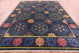 Black William Morris Hand Knotted Wool Rug - 9' 0" X 11' 9" - Golden Nile