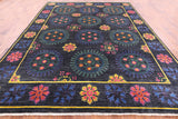 Black William Morris Hand Knotted Wool Rug - 9' 0" X 11' 9" - Golden Nile