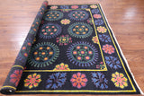 Black Square William Morris Hand Knotted Wool Rug - 8' 8" X 8' 11" - Golden Nile