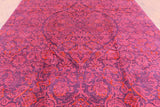 Purple William Morris Hand Knotted Wool Area Rug - 8' 10" X 11' 10" - Golden Nile