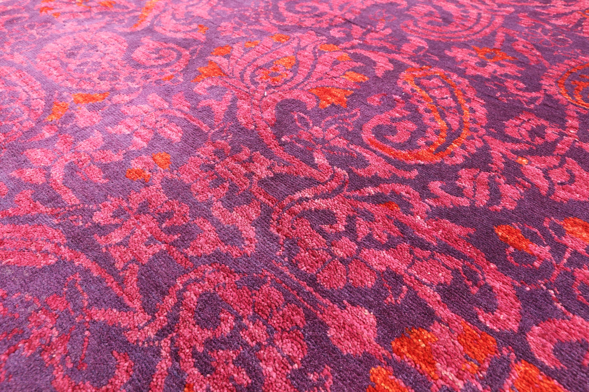 Purple William Morris Hand Knotted Wool Area Rug - 8' 10" X 11' 10" - Golden Nile