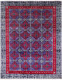 Grey William Morris Handmade Wool Rug - 9' 0" X 11' 8" - Golden Nile