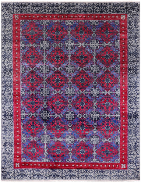 Grey William Morris Handmade Wool Rug - 9' 0" X 11' 8" - Golden Nile