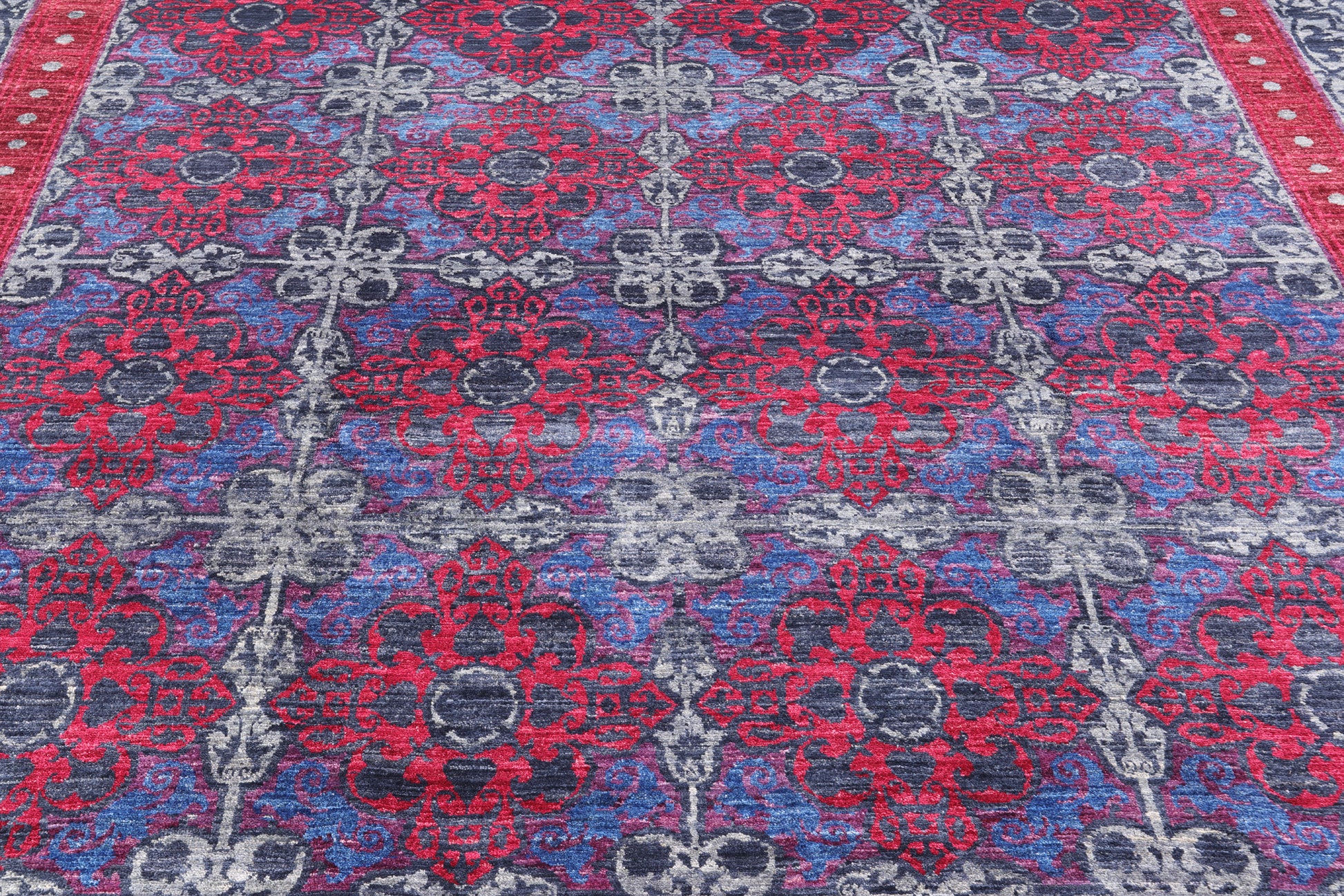 Grey William Morris Handmade Wool Rug - 9' 0" X 11' 8" - Golden Nile