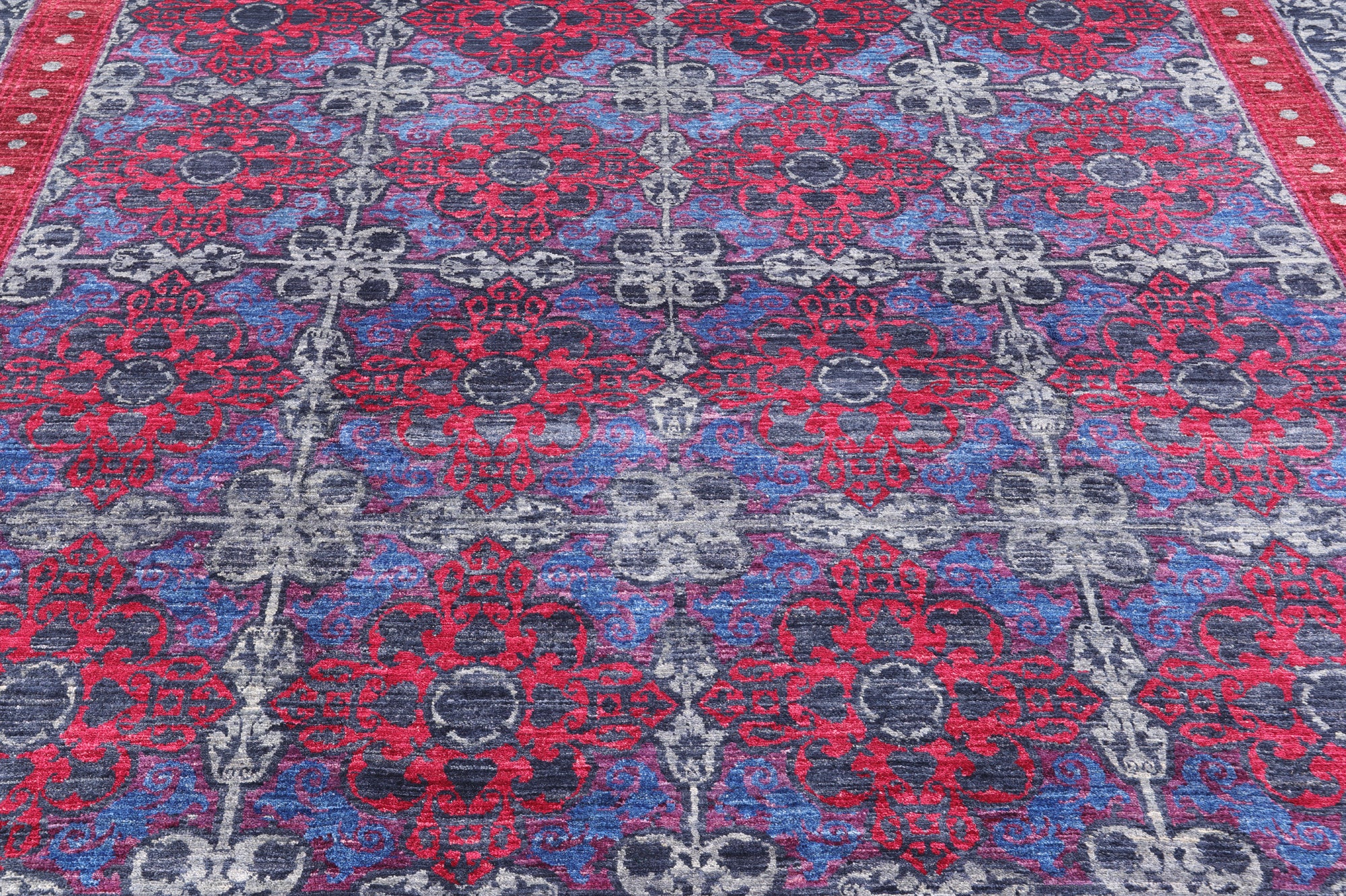 Grey William Morris Handmade Wool Rug - 9' 0" X 11' 8" - Golden Nile
