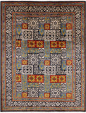 Black William Morris Handmade Wool Area Rug - 9' 2" X 12' 1" - Golden Nile