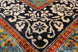 Black William Morris Handmade Wool Area Rug - 9' 2" X 12' 1" - Golden Nile